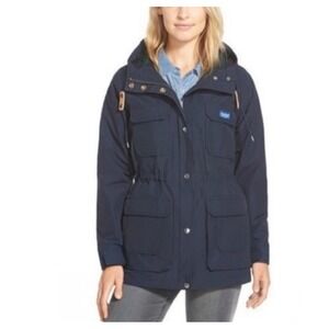 PENFIELD MADEWELL KASSON HOODED NAVY BLUE WOOL BLEND RAIN JACKET 60/40 SIZE XS‎